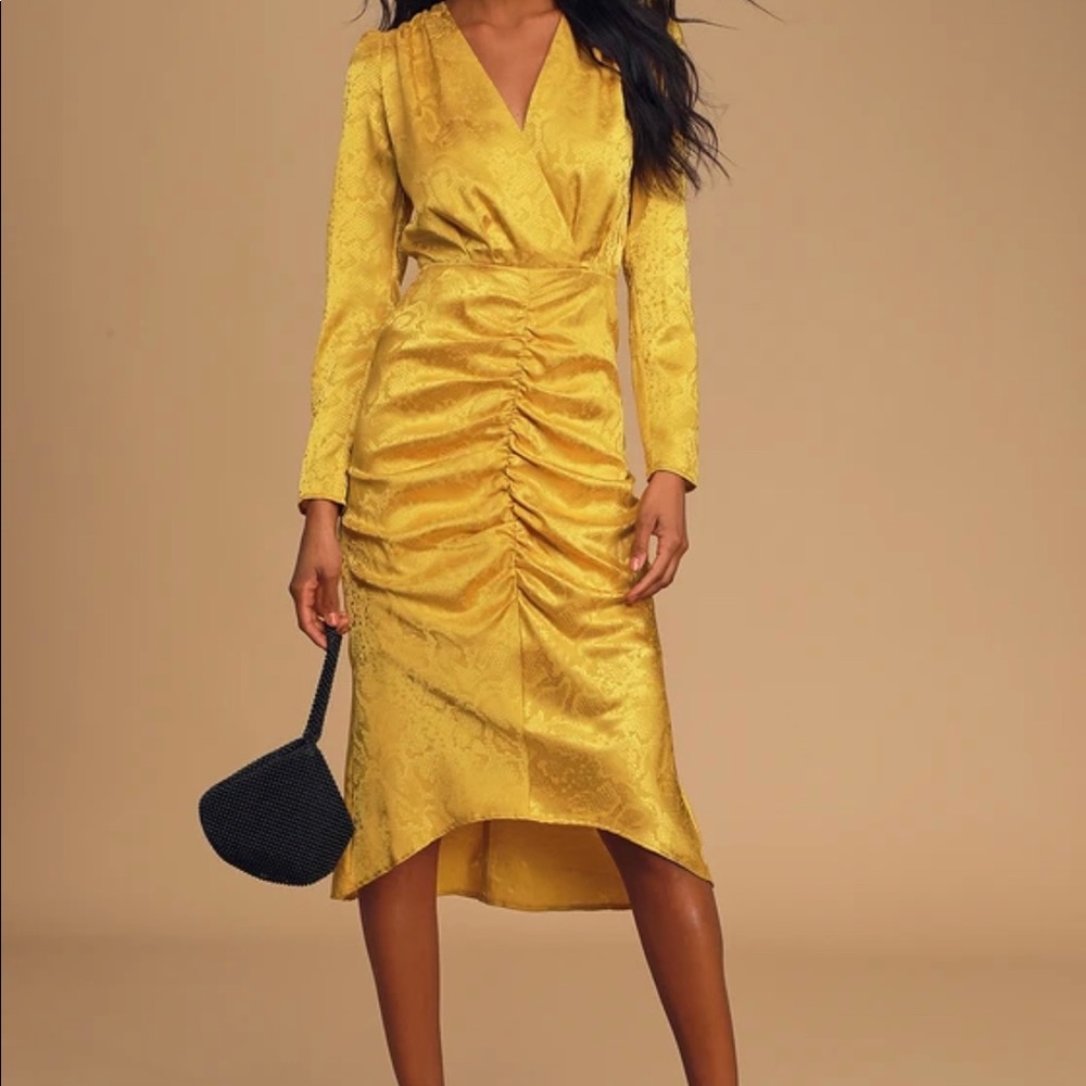 Yellow high low WAYF dress